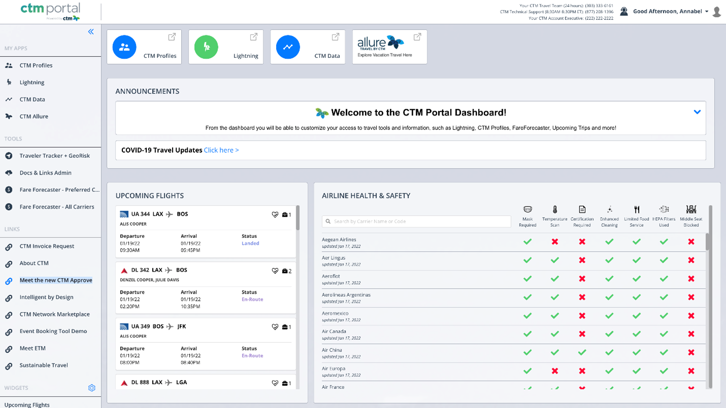 CTM Traveler Profile Dashboard Example